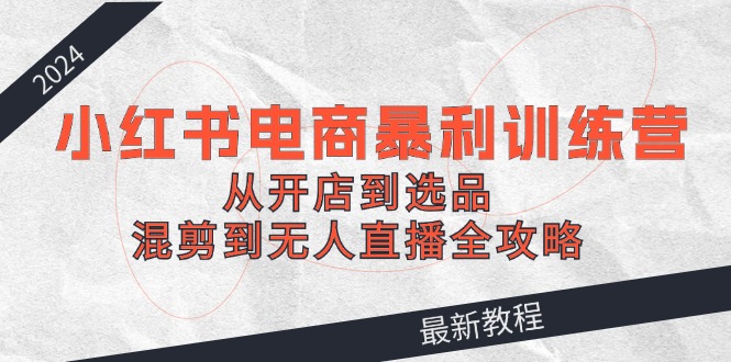 （12361期）2024小红书电商暴利训练营：从开店到选品，混剪到无人直播全攻略-休闲网赚three