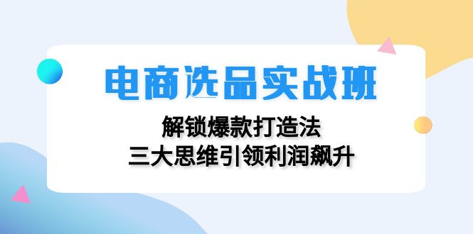 （12398期）电商选品实战班：解锁爆款打造法，三大思维引领利润飙升-休闲网赚three