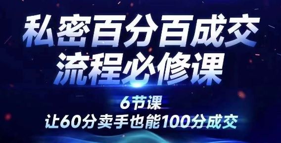 私密百分百成交流程线上训练营，绝对成交，让60分卖手也能100分成交-休闲网赚three