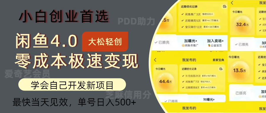 （12434期）闲鱼0成本极速变现项目，多种变现方式 单号日入500+最新玩法-休闲网赚three