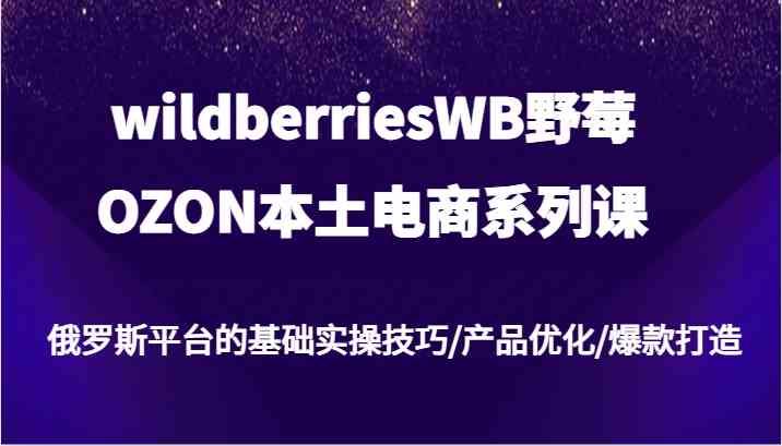 wildberriesWB野莓/OZON本土电商系列课，俄罗斯平台的基础实操技巧/产品优化/爆款打造-休闲网赚three