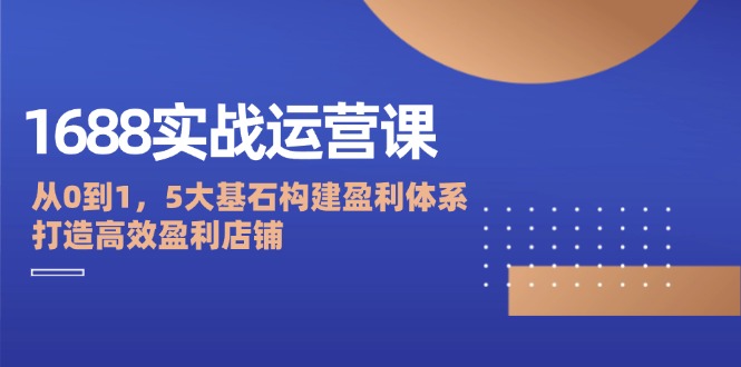 （12482期）1688实战运营课：从0到1，5大基石构建盈利体系，打造高效盈利店铺-休闲网赚three