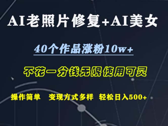 （12489期）AI老照片修复+AI美女玩发  40个作品涨粉10w+  不花一分钱使用可灵  操…-休闲网赚three