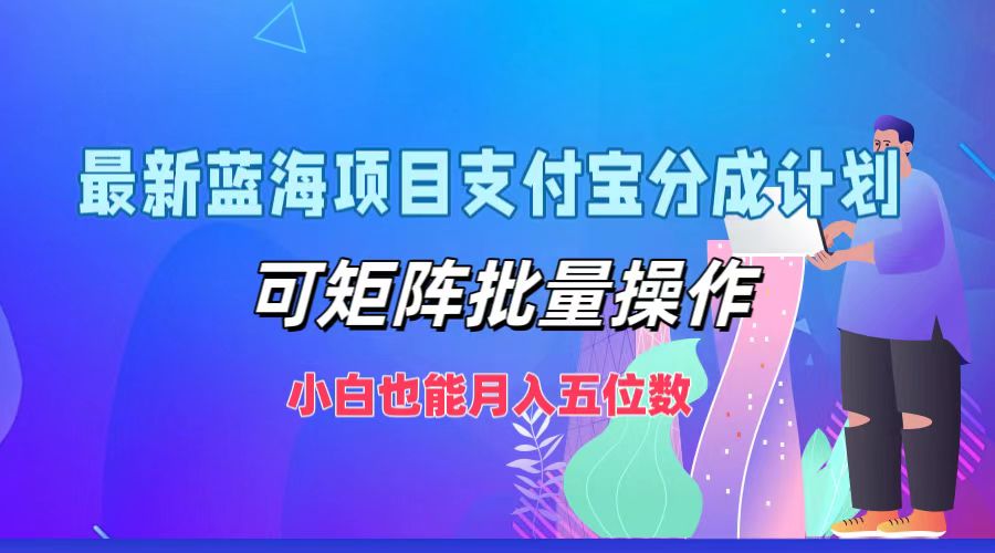 最新蓝海项目支付宝分成计划，可矩阵批量操作，小白也能月入五位数-休闲网赚three