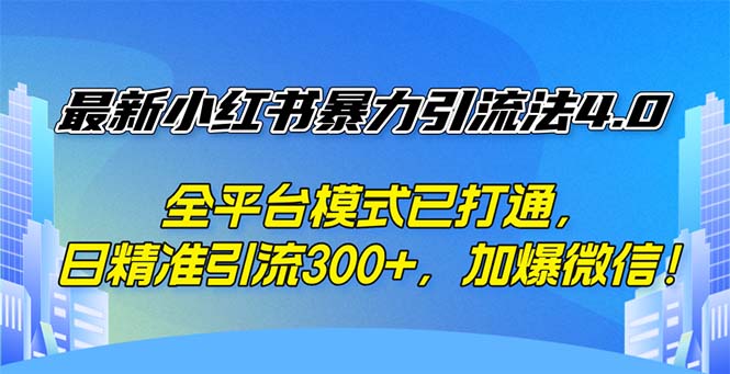 （12505期）最新小红书暴力引流法4.0， 全平台模式已打通，日精准引流300+，加爆微…-休闲网赚three