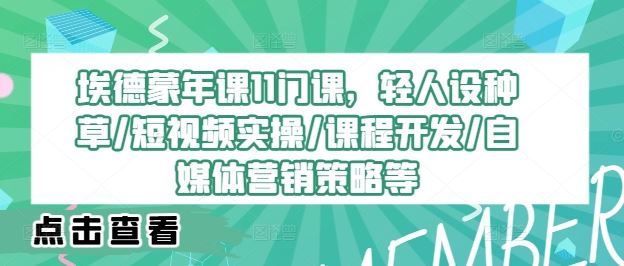 埃德蒙年课11门课，轻人设种草/短视频实操/课程开发/自媒体营销策略等-休闲网赚three