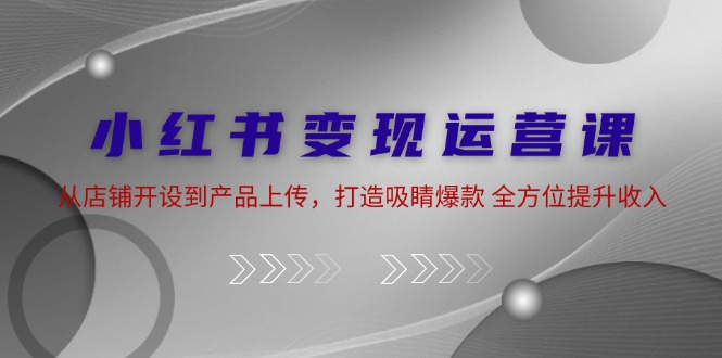 小红书变现运营课：从店铺开设到产品上传，打造吸睛爆款 全方位提升收入-休闲网赚three