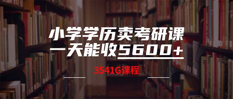 （12556期）小学学历卖考研课程，一天收5600（附3580G考研合集）-休闲网赚three