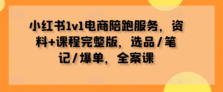 小红书1v1电商陪跑服务，资料+课程完整版，选品/笔记/爆单，全案课-休闲网赚three