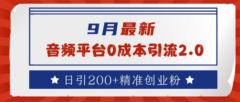 9月最新：音频平台0成本引流，日引200+精准创业粉【揭秘】-休闲网赚three