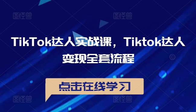 TikTok达人实战课，Tiktok达人变现全套流程-休闲网赚three