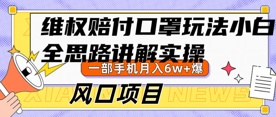 维权赔付口罩玩法，小白也能月入6w+，风口项目实操-休闲网赚three