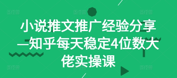 小说推文推广经验分享—知乎每天稳定4位数大佬实操课-休闲网赚three